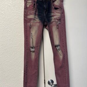 Distressed Two-Tone Jeans